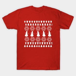 Christmas patterns with snow man and tree T-Shirt